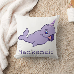 Coussin Narwhal Violet   Licorne Magique de Mer Personnali