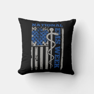 Coussin National EMS Week USA Flag Emergency Médicale Serv