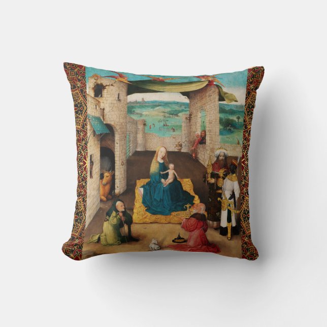 Coussin NATIVITÉ, ADORATION DE MAGI par BOSCH Christmas (Recto)