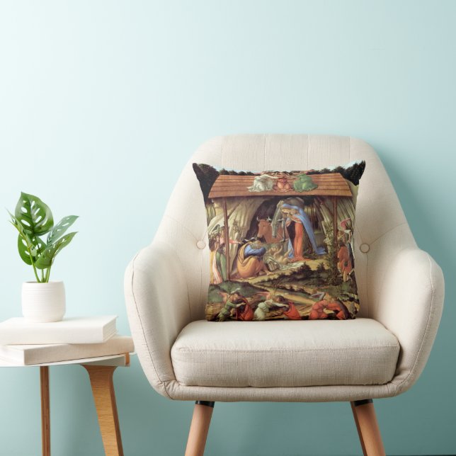Coussin Nativité de Noël, Naissance du Christ par Botticel (Chaise)
