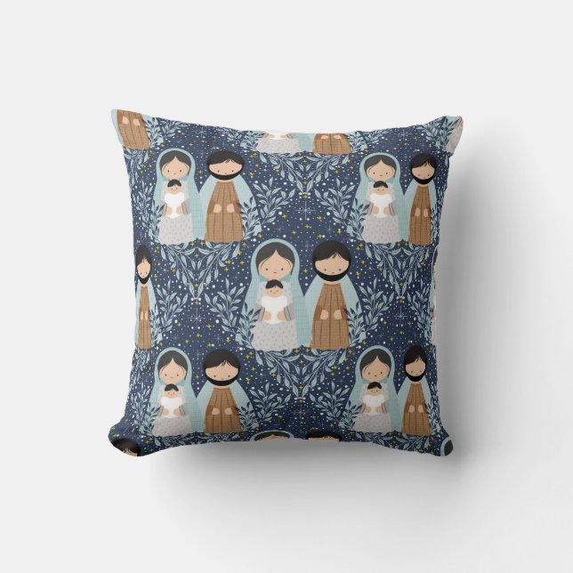 Coussin Nativité de Noël populaire scandinave (Recto)
