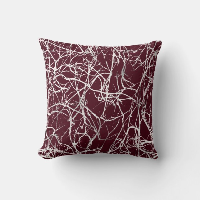 Coussin Nature Abstraite Bourgogne Blanc Grey Nerves Venes (Recto)
