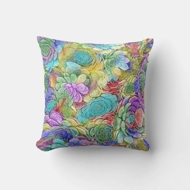 Coussin Nature colorée Plantes succulents (Recto)