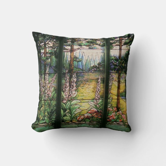 Coussin Nature en verre souillé de Nouveau Tiffany d'art (Recto)