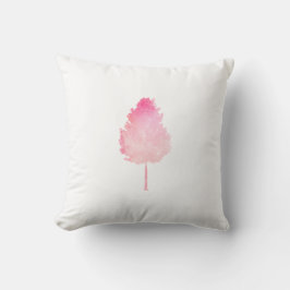Coussin Nature moderne d'arbre d'aquarelle rose