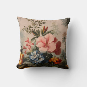 Coussin Nature morte florale vintage avec fleurs tropicale