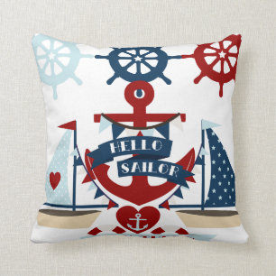 Coussin Nautical Hello marin Ancre Voilier Conception de b