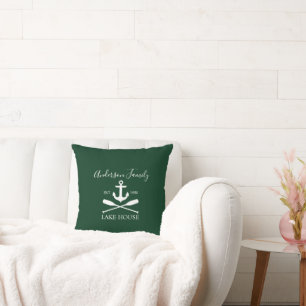 Coussin Nautical Lake House Ancre Oars Nom de famille Gree