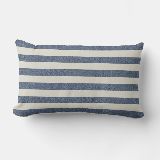 Coussin nautique à bande bleue et blanche (Recto)