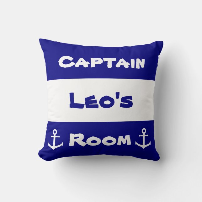 Coussin Nautique| Ancre bleue et blanche de la salle des e (Recto)