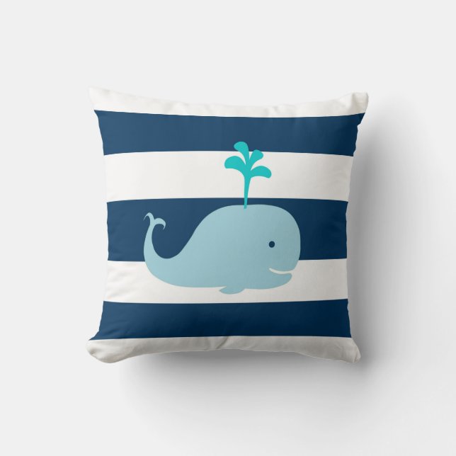 Coussin nautique de baleine dans le bleu marine et (Recto)
