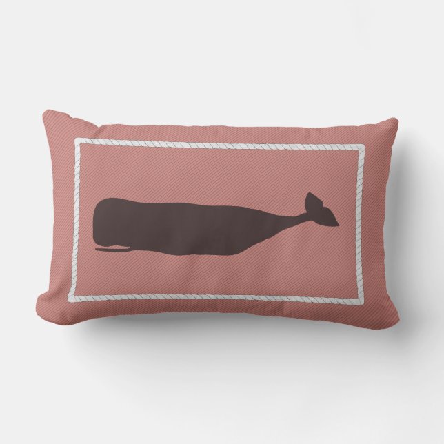 Coussin nautique de baleine de Nantucket en rouge (Recto)