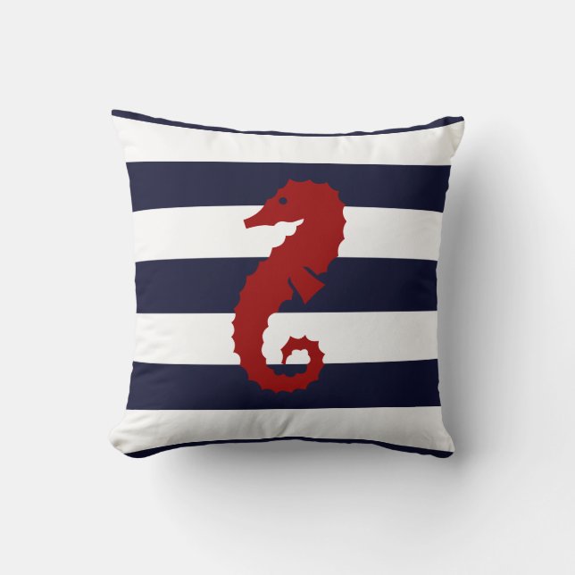 Coussin nautique de baleine d'hippocampe de rayure (Recto)