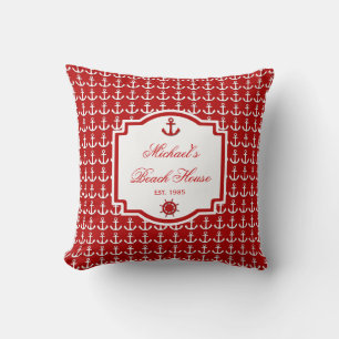 Coussin nautique rouge de l'Ancre du bateau
