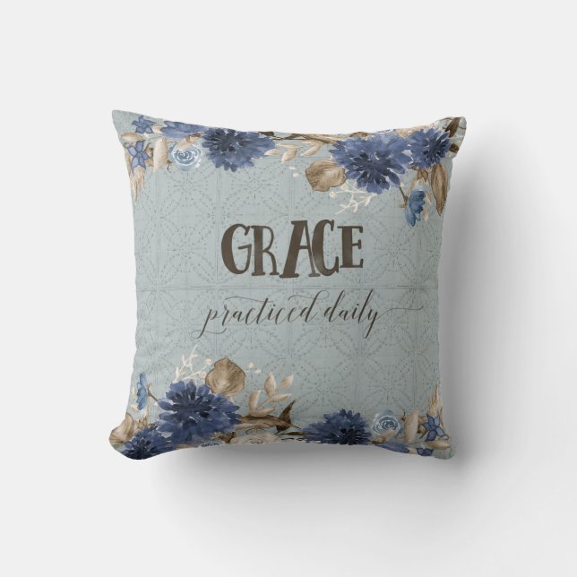 Coussin Navire Bleu bleu-bleu Aquarelle Grace Farmhouse (Recto)