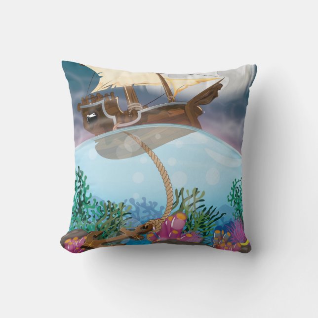 Coussin Navire de voiles débarquant l'ancre (Recto)