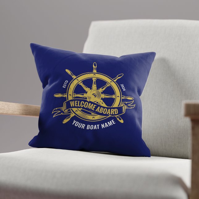 Coussin Navire nautique Accueil Roue à bord Marine Blue Go (Créateur téléchargé)