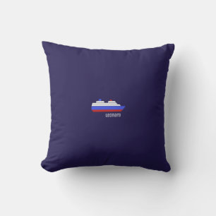 Coussin navire rouge et bleu