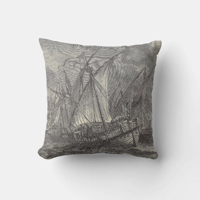 Coussin Navires En Mer | Bataille Océanique | Imprimante a (Recto)