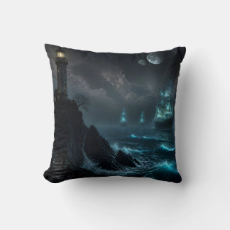 Coussin Navires fantômes et phare hanté sous les jumeaux l