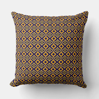 Coussin Navy Blue and Gold Diamond Pattern