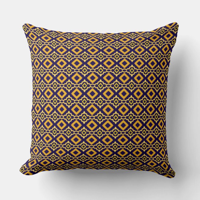 Coussin Navy Blue and Gold Diamond Pattern (Recto)