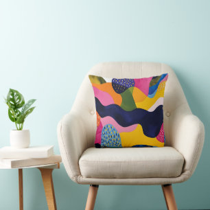 Coussin Navy, Jaune, Rose et Pop de Couleur Bleue