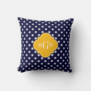 Coussin Navy Polka Dot Solidago Quatrefoil 3 Monogramme