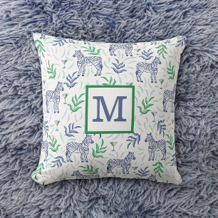 Coussin Navy Prépa Zèbre Martini Blanc Monogramme 