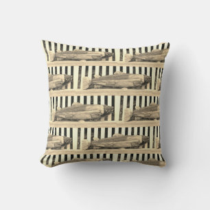 Coussin Né à la pêche, le motif du pêcheur Sepia Tone