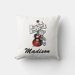 Coussin Né à Rock and Roll Custom Baby Guitar Nursery T