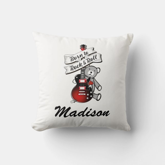 Coussin Né à Rock and Roll Custom Baby Guitar Nursery T (Recto)