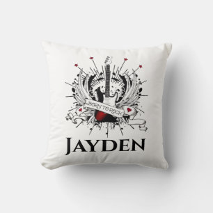 Coussin Né à Rock Nom personnalisé Enfants Guitare Rocker