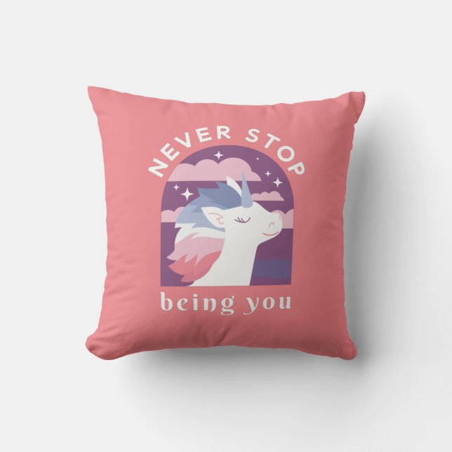 Coussin Ne Cesse Jamais D'Être Toi Unicorn (Recto)