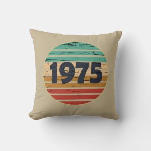 Coussin Né en 1975 cadeau vintage 50e anniversaire