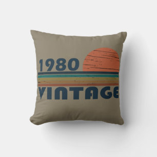 Coussin Né en 1980 cadeau d'anniversaire vintage