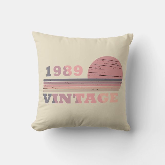 Coussin né en 1989 anniversaire vintage (Recto)