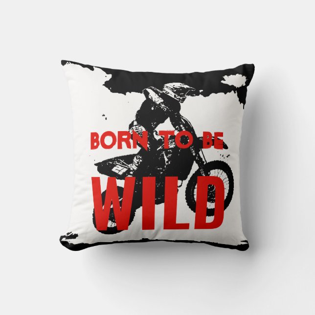 Coussin Né pour être Wild Motocross Motorcycle Sport (Recto)