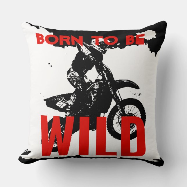 Coussin Né pour être Wild Motocross Motorcycle Sport (Recto)
