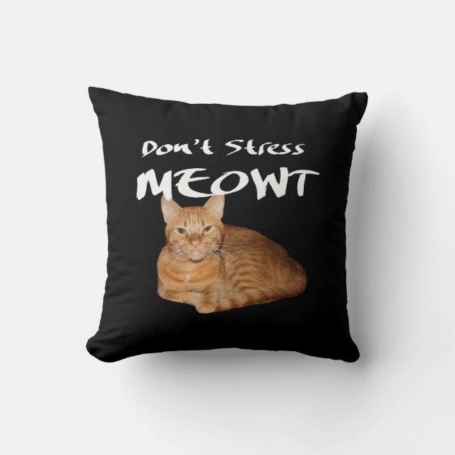 Coussin Ne stress pas Meowt - Orange Chat me stress Out (Recto)