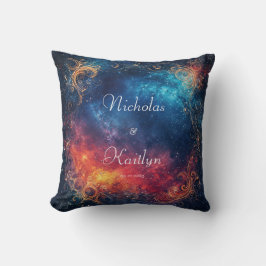 Coussin Nébuleuse céleste ornementation de feu et de glace