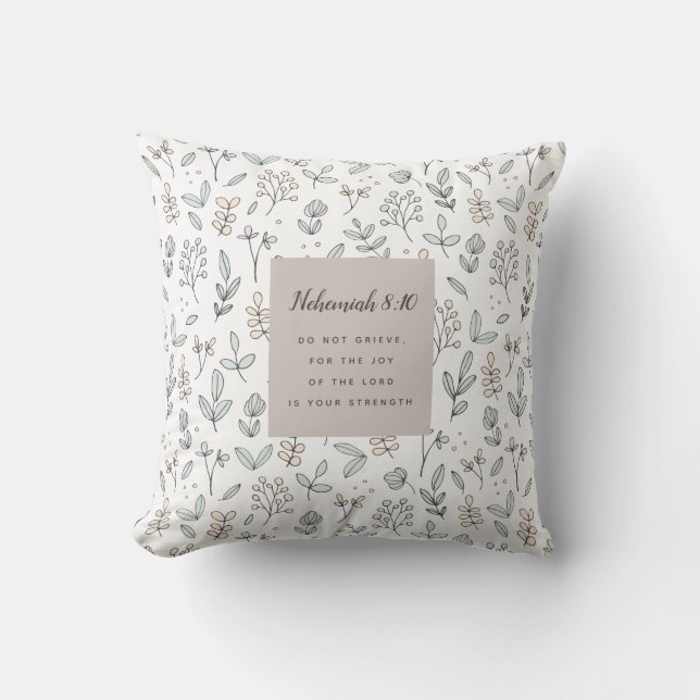 Coussin Néhémie 8:10 Écriture (Recto)