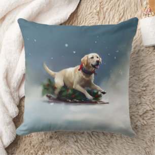 Coussin Neige de Noël d'hiver du Labrador