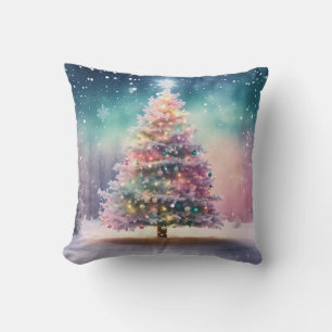 Coussin Neige décorative Bleu & Blanc Noël Joyeux Noël