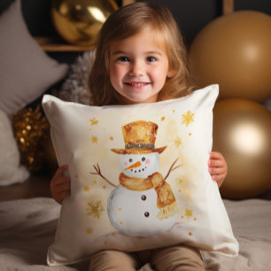 Coussin Neige hiver neige Or Blanc