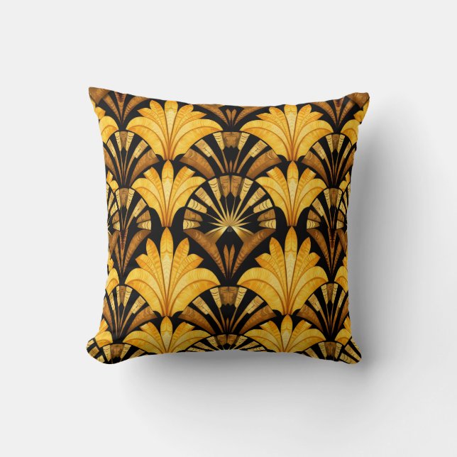 Coussin Neo Deco Gold Geometric Abstract Pattern (Recto)