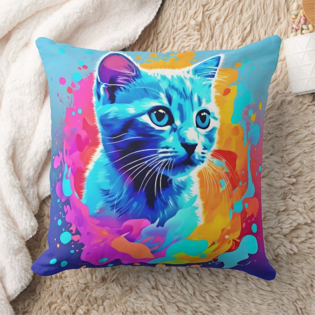 Coussin Neon Chat en Splatter (Couverture)