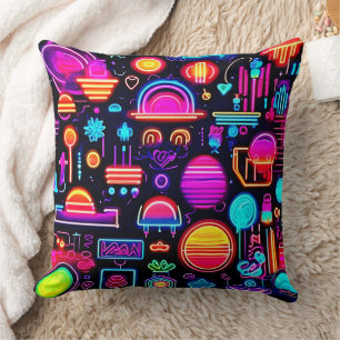 Coussin Neon Géométrique Abstrait