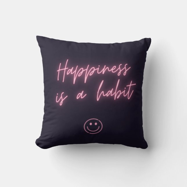 Coussin Neon Happiness est une œuvre d'art Habitude (Recto)