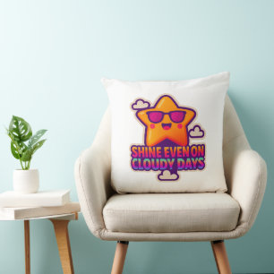 Coussin Neon Kawaii Star - "Shine even on Cloudy Days"